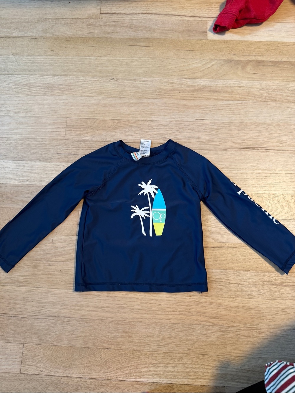 OP Kids Navy Blue Rashguard with Surfboard Graphic